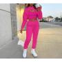 Winter plush long-sleeved hooded two-piece women's suit