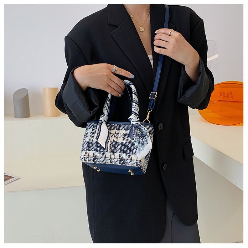 Bucket Bag Retro Silk Scarf Portable Women Bag
