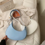 Hot Sale Solid Color Crescent Shaped Ladies Purses And Handbags Women Hand Bag New Polyester Texture Crossbody Bags Women