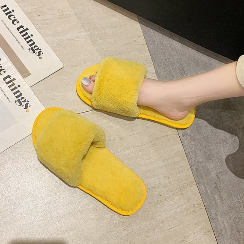 New Hot Selling Indoor Home Fluffy Plush Slippers In Autumn And Winter Large Size Slippers Cotton Wool Slippers Women