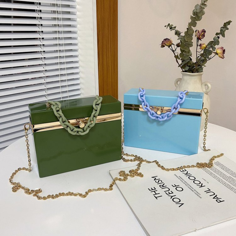 2021 new square box lock acrylic bag wholesale crossbody bags women handbags purse lady handbags