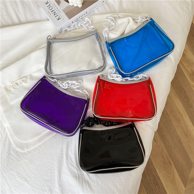 2021 Korean Version Of The Trendy Acrylic Chain Crossbody Transparent Jelly Purse Pvc Shoulder Bag Purses And Handbags