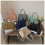 New Large-Capacity Tote Bag Vertical Stripes Elegant Ladies Shoulder Bag Ins Popular Messenger Bag
