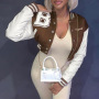 Color Matching Leather Sleeves Slim-Fit Stand-Up Collar Baseball Uniform Short Jacket Womenspring And Autumn Japanese Jacket