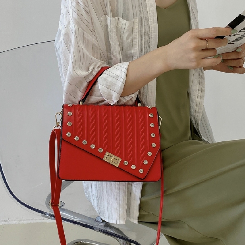 PU Embossed Diamond Handbag Shoulder Messenger Women Bag