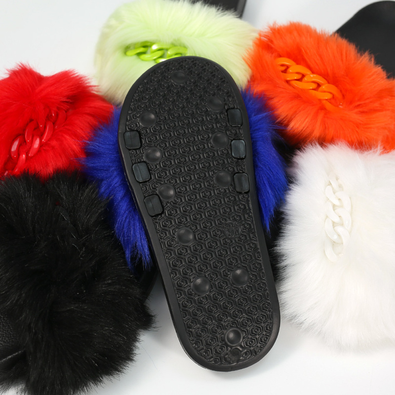 Plush Slippers And PVC Jelly Diagonal Women Square Bag
