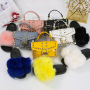 Gold Supplier New Collection 2 Piece Sets Transparent Rivet Bags And Fur Slippers Set Designer Women Handbags Ladies Purses Set