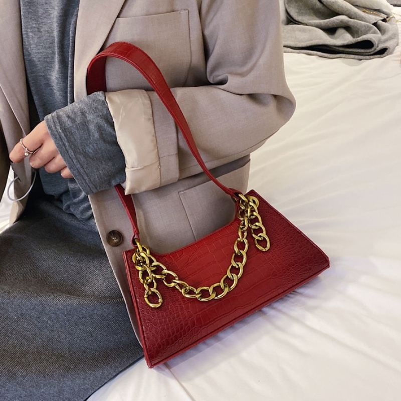 Lingge Thick Chain Handbag Retro Female Bag Shoulder Casual Underarm Bag