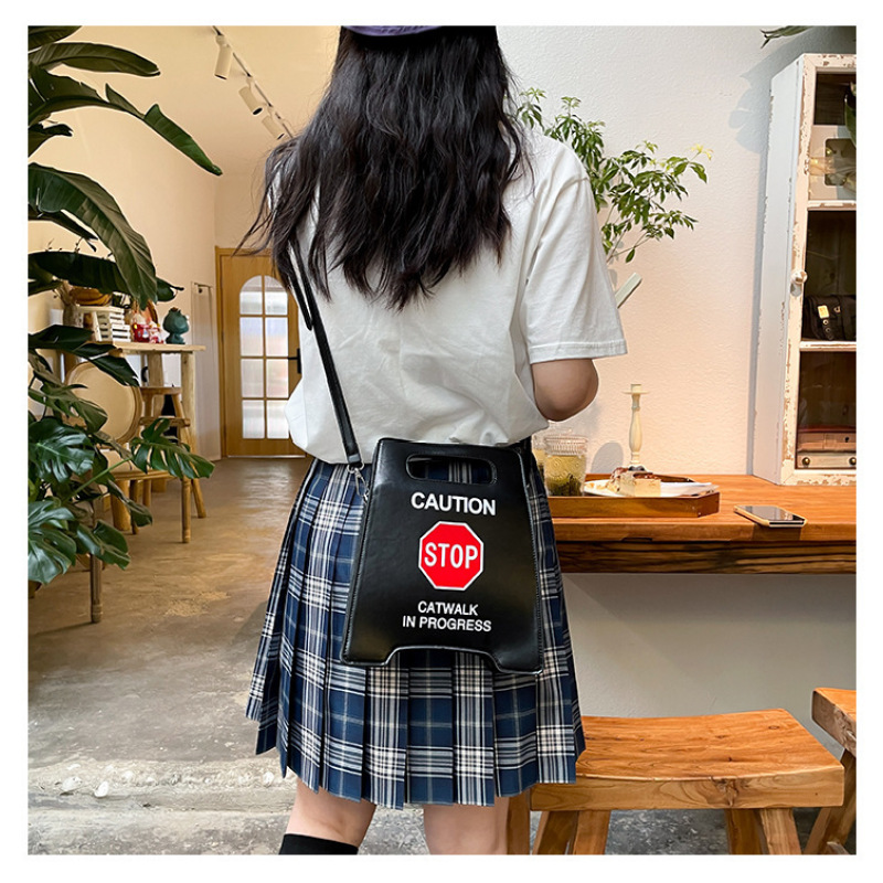 New Fun Notice Package Roadblock Package European And American Fashion Creativity Prohibits Form Messenger Bag
