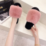 Flip Flops Plush Slippers Women Flat-Bottomed Plush Outer Wear Cotton Slippers