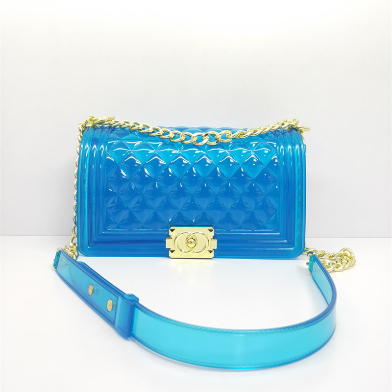 Fashion Transparent Mini Rainbow Chain Bags Color Pu Small Square Hand Bags Jelly Purse Handbags For Women