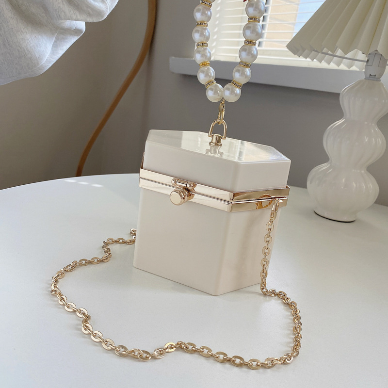 New arrivals pearl chain acrylic box bag shoulder bag purse luxury handbags for women purses handbags