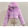 Euro-American Fur Coat Short Hooded Faux Fur Coat Imitation Fox Hair Long-Sleeved Stitching Female Coat