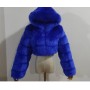 Euro-American Fur Coat Short Hooded Faux Fur Coat Imitation Fox Hair Long-Sleeved Stitching Female Coat