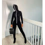 Amazon Wish Hot Sale Hot Sale Euro-American Women'S Hooded Solid Color Jumpsuit