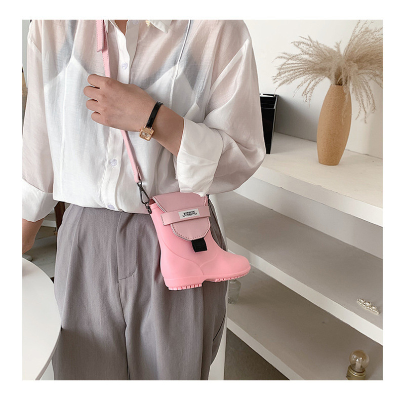 Ins Creative Fun Cute Rain Boots Small Bag Crossbody Bag Women 2021 New Fashion Pvc Candy Color One-Shoulder Jelly Bags