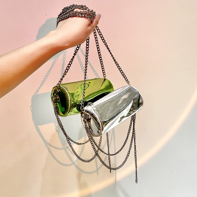 Influence Same Style Small Back Chain Bag New Fashion Shiny Bucket Bag New Design Ladies Messenger Bag