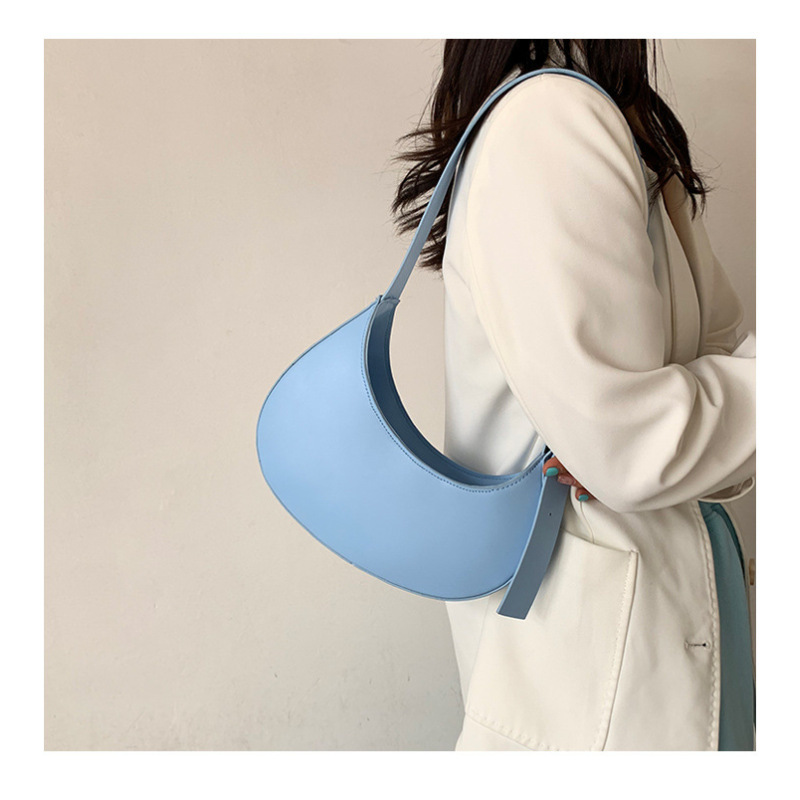 Hot Sale Solid Color Crescent Shaped Ladies Purses And Handbags Women Hand Bag New Polyester Texture Crossbody Bags Women