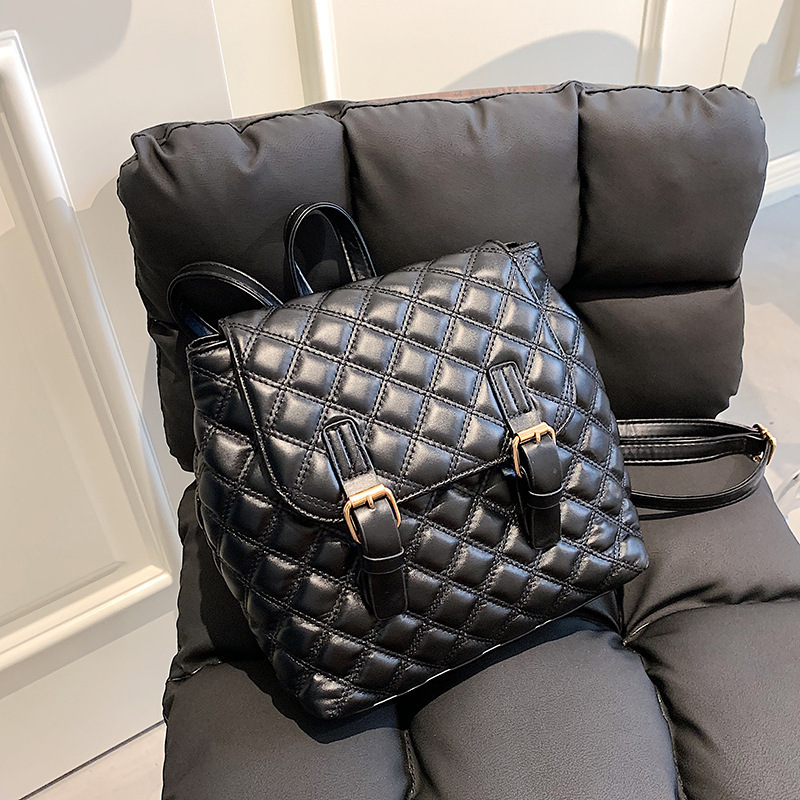 2021 Large-Capacity Bag Women Embroidery Diamond Check Bag Designer Handbags Korean Backpack Women'S Bag Designer Handbags