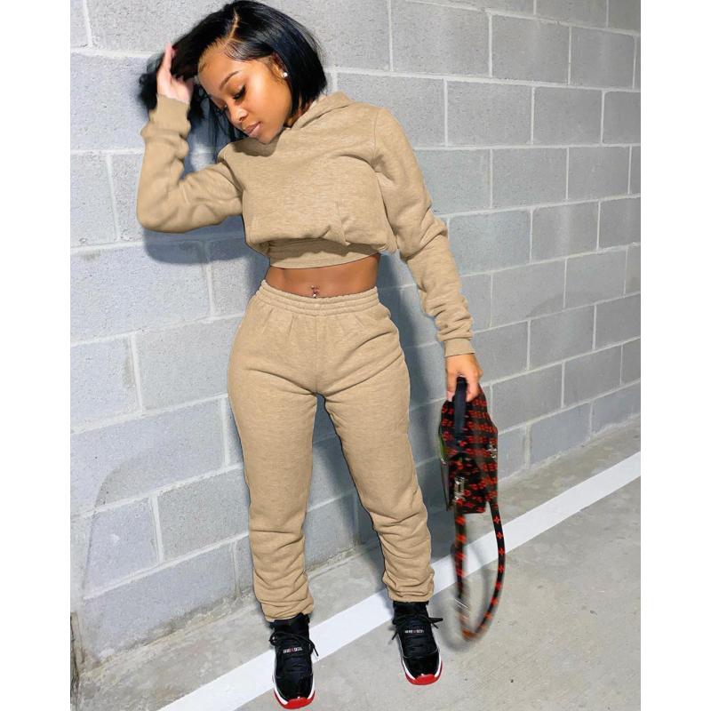 Ins Fashion Casual Cross-Border Solid Color Sweater Suit Winter Suit European And American Women'S Clothing