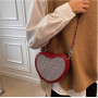 New Bright Diamonds Cute Messenger Bag Wild Heart-Shaped Chain Crossbody Bags Clutch Handbags