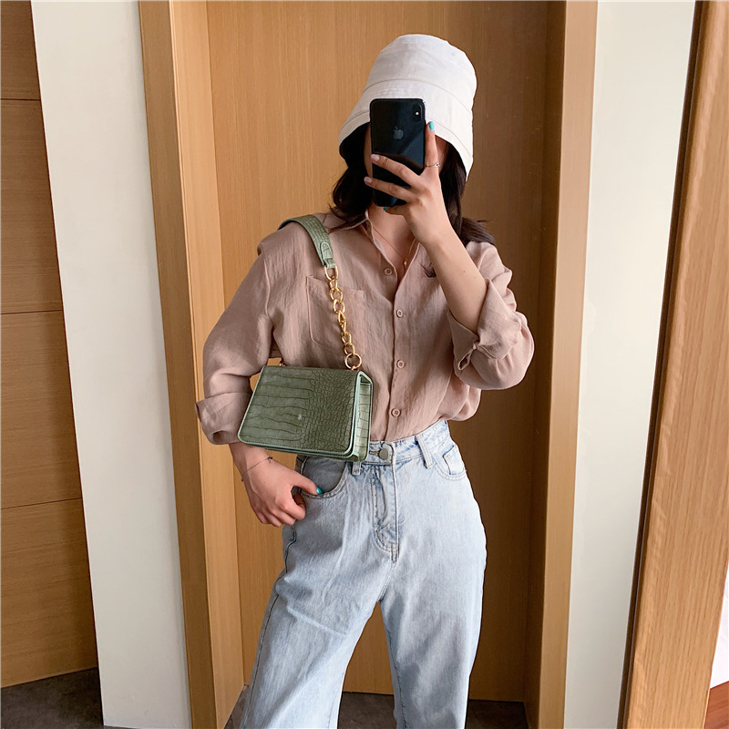 Crocodile Pattern Luxury Leather Shoulder Women Handbags 