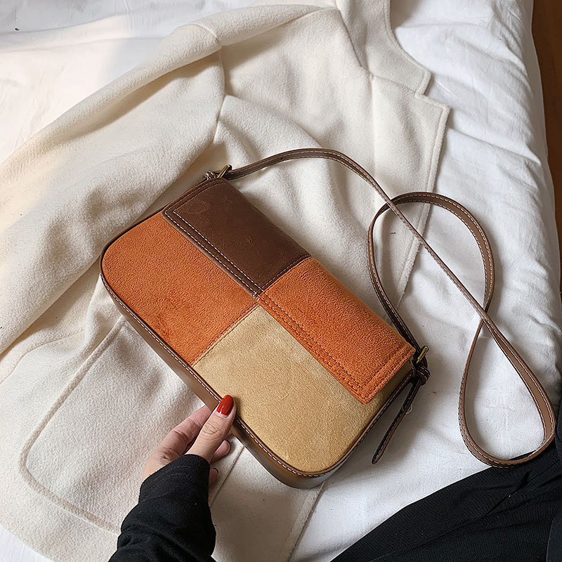 Stitching Frosted One-Shoulder Small Square Bag Messenger Women's Handbag