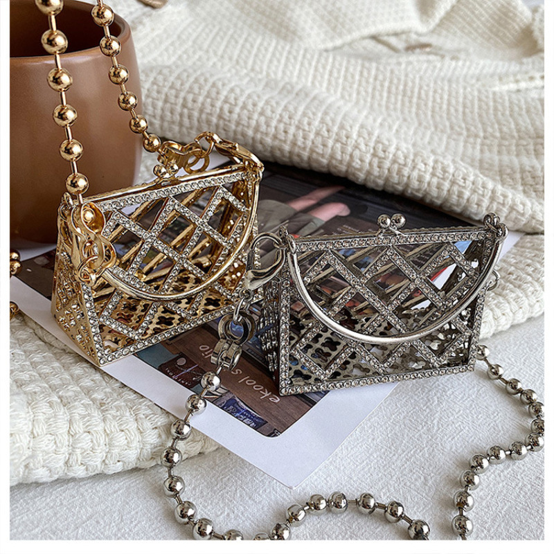 Creativity Metal Wrought Iron Diamond Face Chain Shoulder Bag Messenger Bag Wholesale Hollow Personality Women Handbags