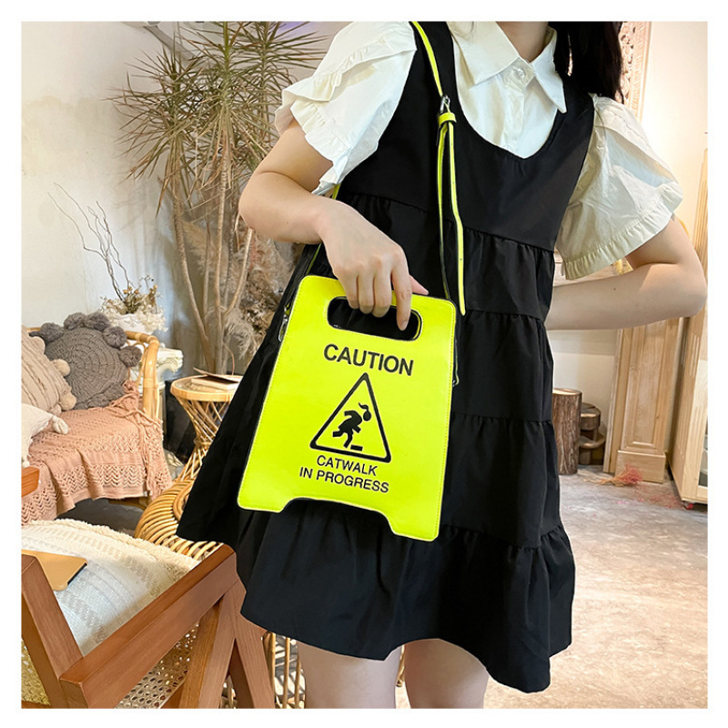 New Fun Notice Package Roadblock Package European And American Fashion Creativity Prohibits Form Messenger Bag