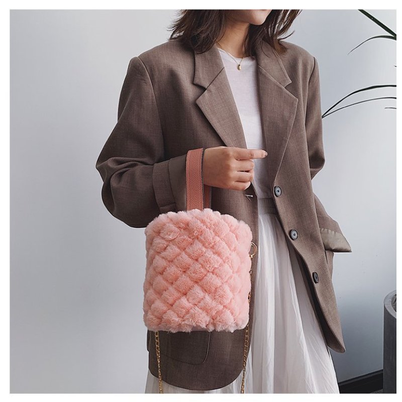 New plush faux fur bucket bag women handbags luxury handbag for women purses and handbags