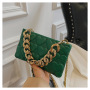Euro-American Grid Thick Chain Portable Small Square Bag Pu Leather Ladies Handbags Ins Texturer Trend Messenger Handbags Ladies