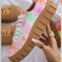 New Round Toe Thick-Soled Front Lace-Up Canvas  Women'S Foreign Trade Platform Shoes White Shoes Printing Single Shoes