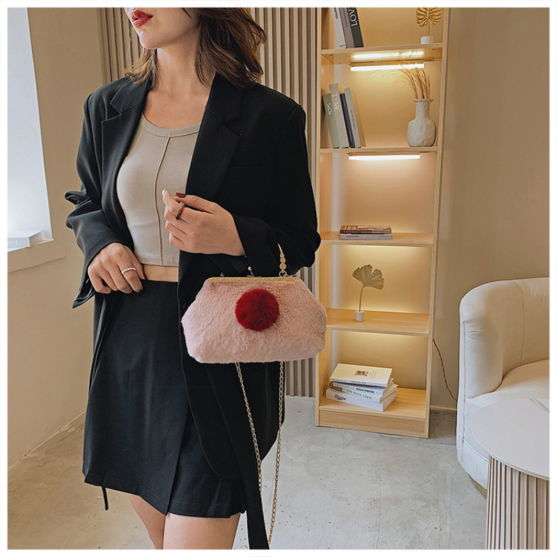 Ins Sweet And Cute Plush Crossbody Handbags Autumn And Winter New Korean Purses 2021 Women Hand Bags