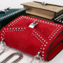 One-Shoulder Chain Rivet Solid Color Diagonal Square Bag Ladies Handbag