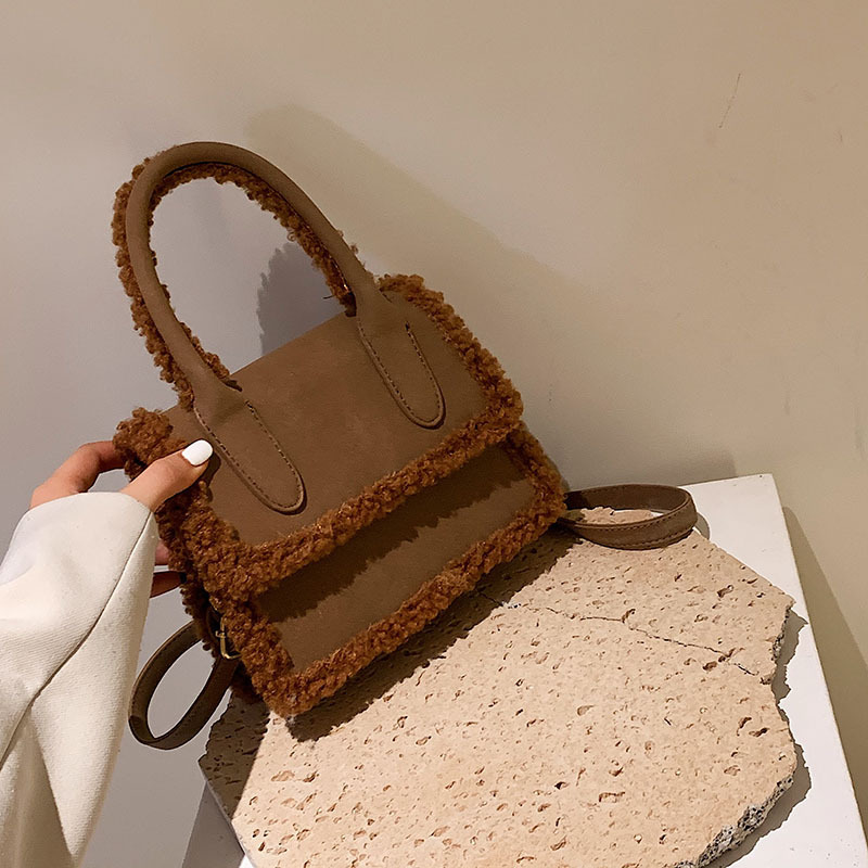 New Winter Pu Leather Matte Plush Handbag Ins Fashion Suede Bags Women Handbags Ladies Purse Fur Bags Women Handbags Ladies
