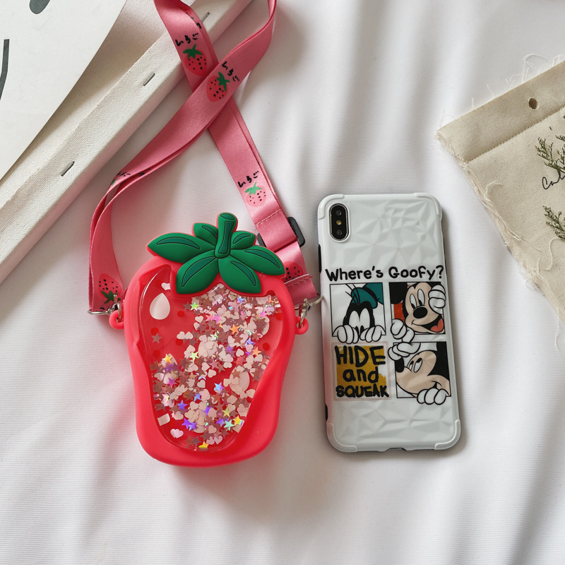 Ins Trendcy Influence Cute Girl Heart Fruit Coin Purse Summer Creative Sling Bag Princess Mini Bags Cross Body Bag