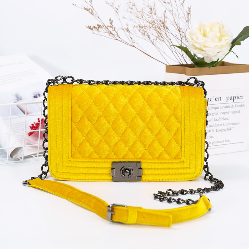 Ins 8-Color Velvet Diamond Chain Bag Crossbody Handbags Winter New Product  Women Hand Bags Ladies Purses And Handbags