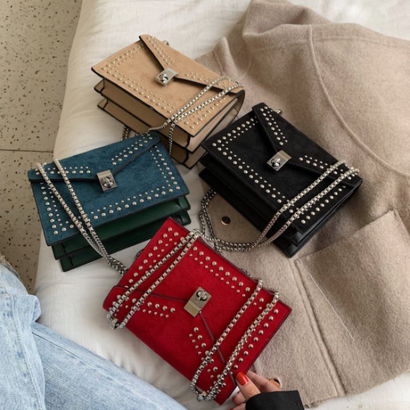 2021 Trend Fashion Rivet Handbags Crossbody Bag Women Hand Bags Luxury Purses and Handbags for Women