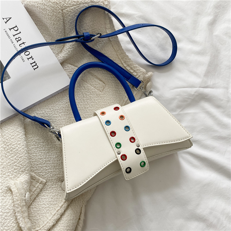 2021 Handbag New Fashion Bags Women Handbags Ladies Belt Buckle Color Rivet Shoulder Strap Messenger Bags Crossbody