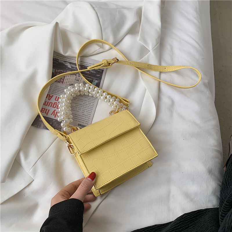 New style pearl chain crocodile pattern small square bag designer purses and handbags for women purses