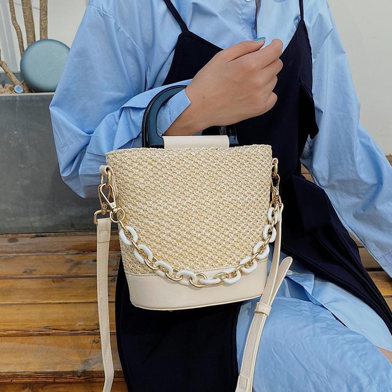 2021 New Korean Fashion Woven Handbag Simple Woven Satchel Ladies Ins Popular Simple Western Style Shoulder Bag