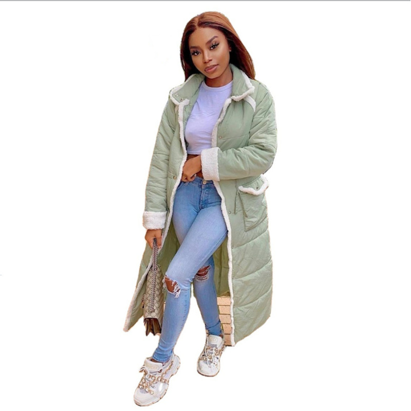 Uj4557  Women'S New Fashion Loose Down Jacket Long High-Fleece Particle Down Jacket Cotton Jacket