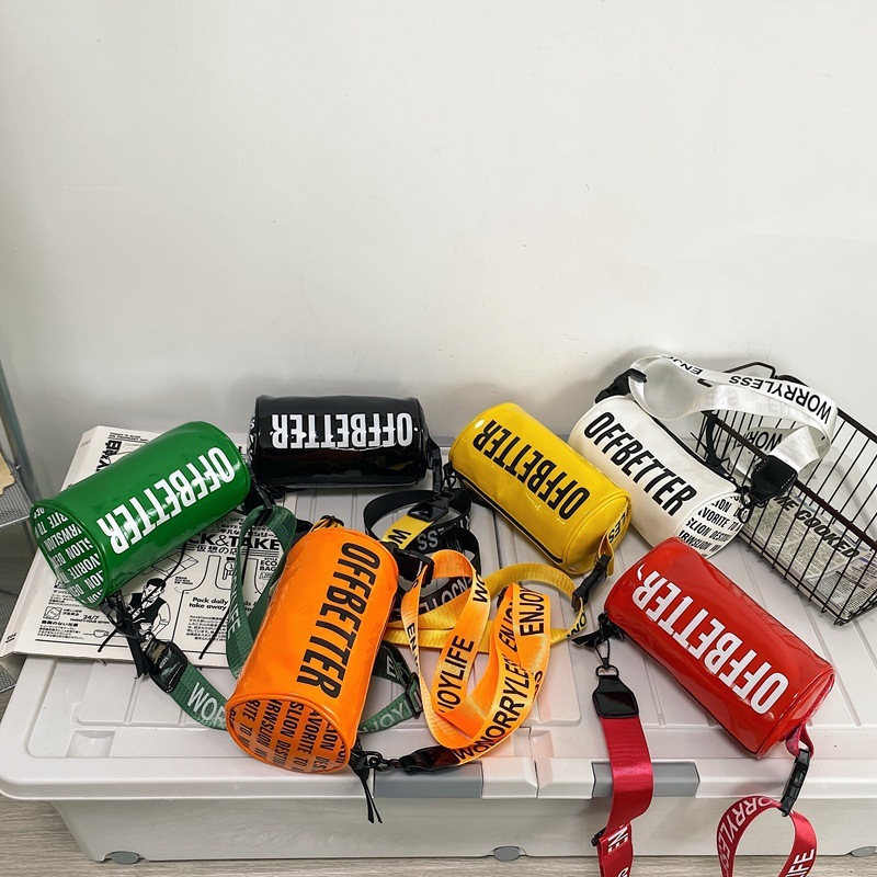 Wholesale New Trend Letter Pvc Cylinder Small Bag Men'S And Women'S Fashion Sports Messenger Bag Pvc Waterproof Shoulder Bag
