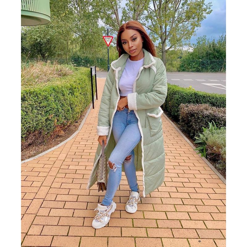 Uj4557  Women'S New Fashion Loose Down Jacket Long High-Fleece Particle Down Jacket Cotton Jacket