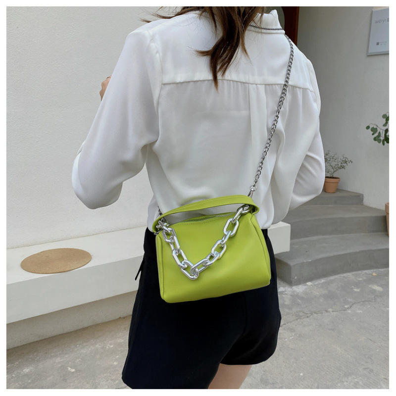 Summer Small Fresh Handbag 2021 Boston Bag  New Chain Crossbody Shoulder Bag Solid Color Leisure Handbag