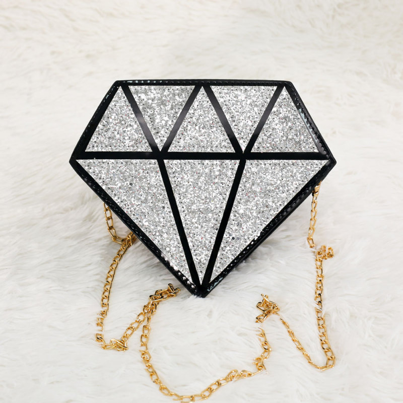 New arrival designer diamond shape small bling purse women hand bags luxury ladies purse handbags for women
