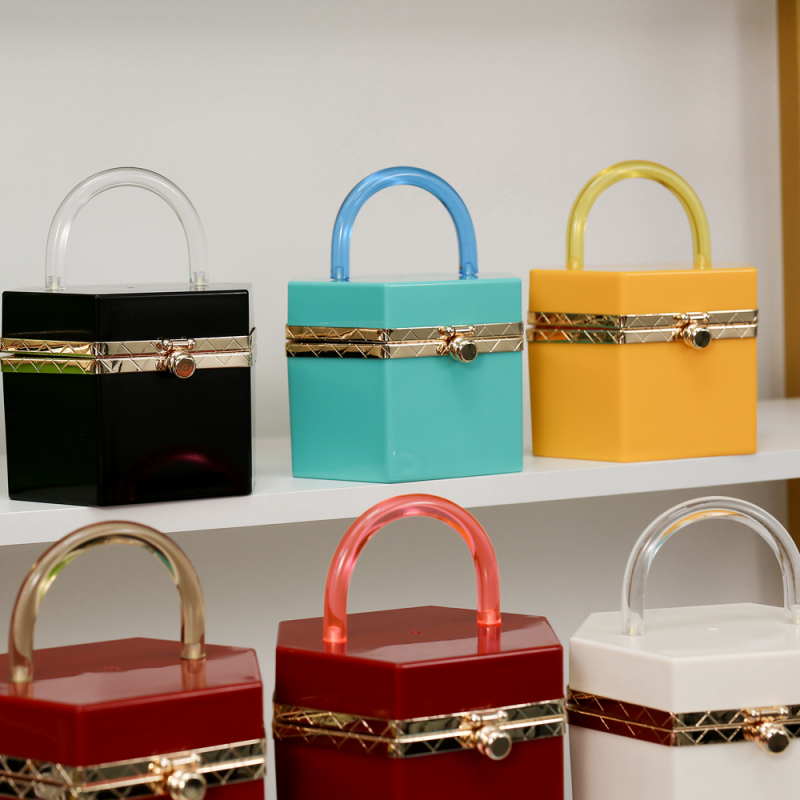 Wholesale fashion acrylic box bag candy color jelly bags and handbags for women purses 2021