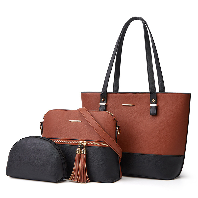 Retro Leather Three-Piece Set Women's Handbag Shoulder Messenger Bag