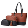 Retro Leather Three-Piece Set Women's Handbag Shoulder Messenger Bag