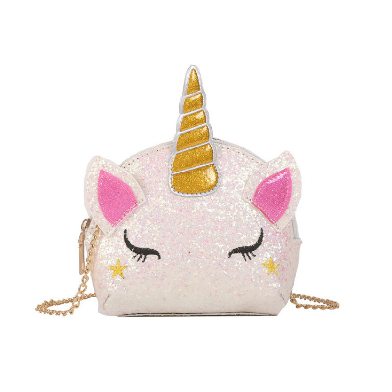 Summer Sequin Unicorn Chain Bag Cute Colorful Girls Mini Messenger Bag Kids Purses Handbag Purse Luxury Handbags for Women